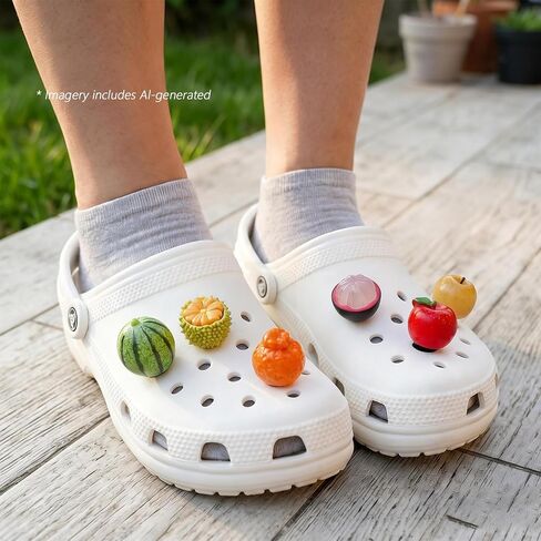 6 Pieces Shoe Charms for Girls and Women, Cute 3D Fruit, Watermelon, Apple, Orange, Summer Resin Shoes Decorations Charms, DIY Shoe Accessories for Party Favor in Saudi Arabia