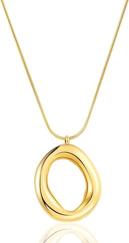 Layered Gold Necklaces for Women,18K Real Gold Plated Trendy Circle Pendant Necklace, Stackable Necklace Stainless Steel Jewelry Gifts for Birthday Valentine's, Mother's Day & Christmas in Kuwait