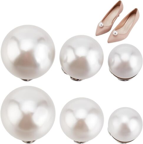 3 Pairs Pearl Shoe Buckles, 3 Sizes Wedding Shoe Clips Bridal Shoes Jewelry Shoes Decorations for Wedding High Heels Pumps Flats for Ladies in Kuwait