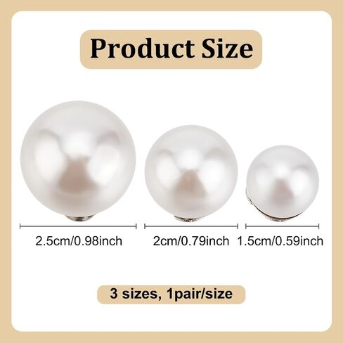 3 Pairs Pearl Shoe Buckles, 3 Sizes Wedding Shoe Clips Bridal Shoes Jewelry Shoes Decorations for Wedding High Heels Pumps Flats for Ladies in Kuwait