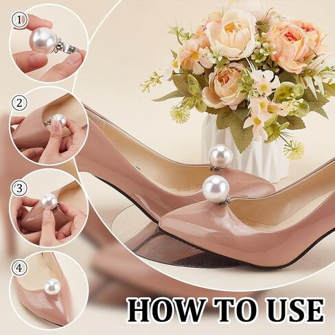 3 Pairs Pearl Shoe Buckles, 3 Sizes Wedding Shoe Clips Bridal Shoes Jewelry Shoes Decorations for Wedding High Heels Pumps Flats for Ladies in Kuwait