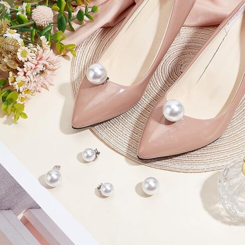 3 Pairs Pearl Shoe Buckles, 3 Sizes Wedding Shoe Clips Bridal Shoes Jewelry Shoes Decorations for Wedding High Heels Pumps Flats for Ladies in Kuwait
