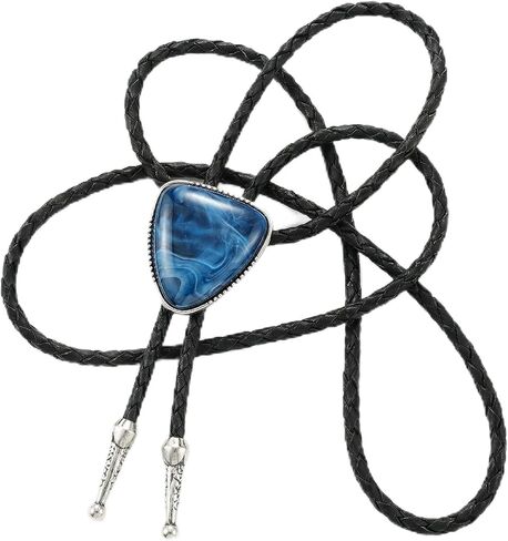 Bolo Ties for Men Adjustable Leather Tie Mens Cowboy Necktie Unique Western Style Men's Fashion Accessory Blue Black Bolo Tie for Men Cowboy Outfit in Kuwait