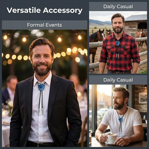 Bolo Ties for Men Adjustable Leather Tie Mens Cowboy Necktie Unique Western Style Men's Fashion Accessory Blue Black Bolo Tie for Men Cowboy Outfit in Kuwait