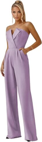 Elegant Jumpsuits for Women Dressy V Neck Wide Leg Sexy Trendy Summer Sleeveless Women's Jumpsuits for Party in Saudi Arabia