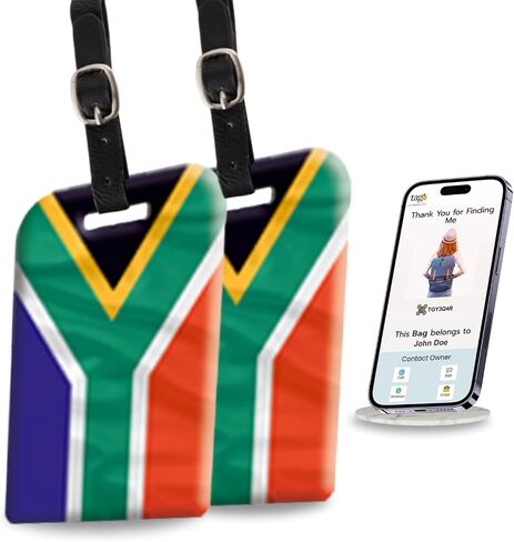[Pack 2] tag8 South Africa Flag Smart Luggage tag |Trendy Luggage tag ID Identification | Suitcase Tag | Fashionable Digital Name tag | Airline Compliant, SITA World Tracer Code Enabled | Gift idea in Saudi Arabia