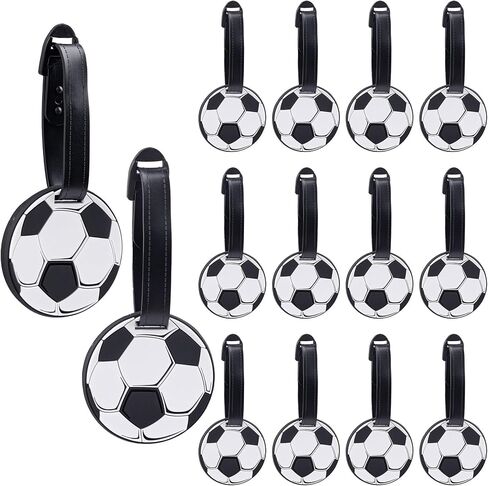 14 Pack Soccer Luggage Tags PVC Suitcase Labels with PU Ring Sports Bag Charm for Travel Fan Accessory in Saudi Arabia