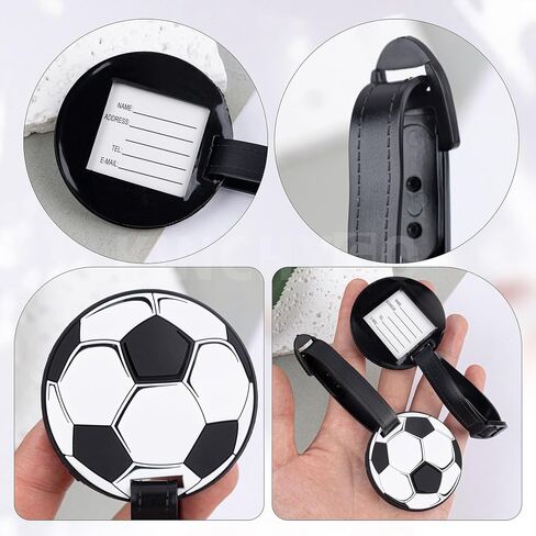 14 Pack Soccer Luggage Tags PVC Suitcase Labels with PU Ring Sports Bag Charm for Travel Fan Accessory in Saudi Arabia