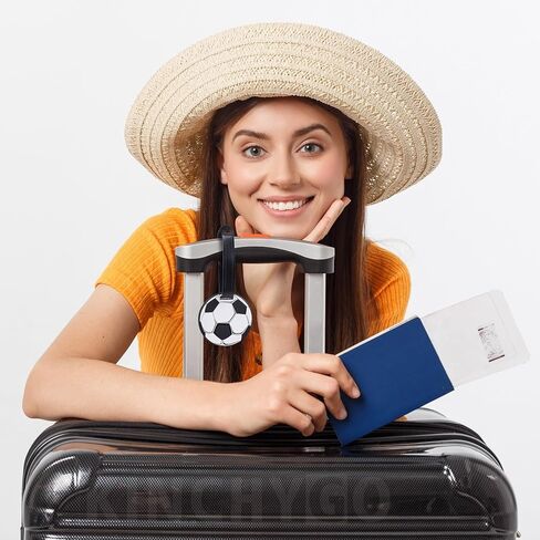 14 Pack Soccer Luggage Tags PVC Suitcase Labels with PU Ring Sports Bag Charm for Travel Fan Accessory in Saudi Arabia