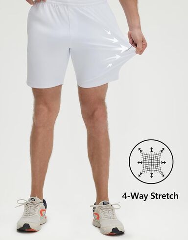 M MAELREG Men's Athletic Running Shorts Quick Dry 7" Elastic Waist Lightweight Sports Gym Workout Shorts with Zipper Pockets in Kuwait