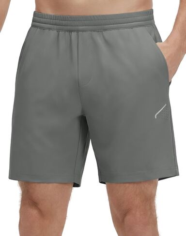 M MAELREG Men's Athletic Running Shorts Quick Dry 7" Elastic Waist Lightweight Sports Gym Workout Shorts with Zipper Pockets in Kuwait