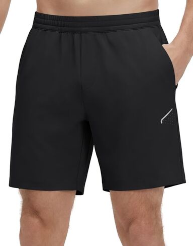 M MAELREG Men's Athletic Running Shorts Quick Dry 7" Elastic Waist Lightweight Sports Gym Workout Shorts with Zipper Pockets in Kuwait