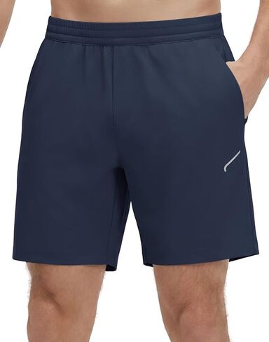 M MAELREG Men's Athletic Running Shorts Quick Dry 7" Elastic Waist Lightweight Sports Gym Workout Shorts with Zipper Pockets in Kuwait