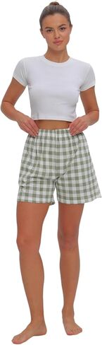 Womens Pajama Shorts Soft Cotton Boxer Short Sleep Lounge Bottom Breathable Sleepwear with Pockets in Kuwait