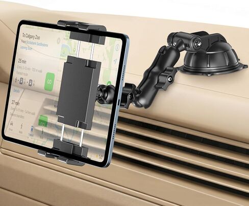 PLDHPRO Tablet Holder for Car Dashboard & Windshield, Universal iPad Car Mount Suction Cup Stand for 5.1'' - 15.6'' Phones & Tablets Compatible with iPhone 16/15/14, iPad, Galaxy Tab, Android Tablets in Kuwait