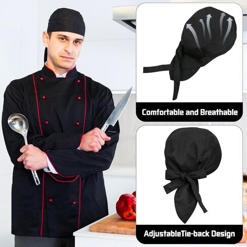 4 Pack Adjustable Tie Back Chef Cap - Breathable Cooking Kitchen Hat for Women & Men in Saudi Arabia