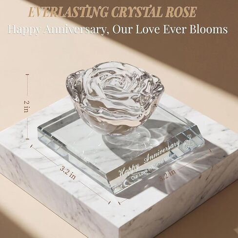 Crystal Rose for Women/Her, Romantic Wedding Anniversary Day Gifts for Wife, Unique Wedding, Birthday, Mother's Day Keepsake Ornament for Girlfriend, Mom, Couples in Saudi Arabia