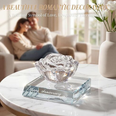 Crystal Rose for Women/Her, Romantic Wedding Anniversary Day Gifts for Wife, Unique Wedding, Birthday, Mother's Day Keepsake Ornament for Girlfriend, Mom, Couples in Saudi Arabia
