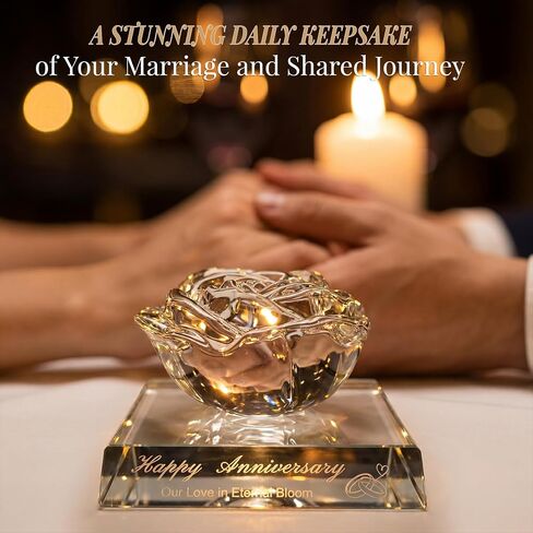 Crystal Rose for Women/Her, Romantic Wedding Anniversary Day Gifts for Wife, Unique Wedding, Birthday, Mother's Day Keepsake Ornament for Girlfriend, Mom, Couples in Saudi Arabia