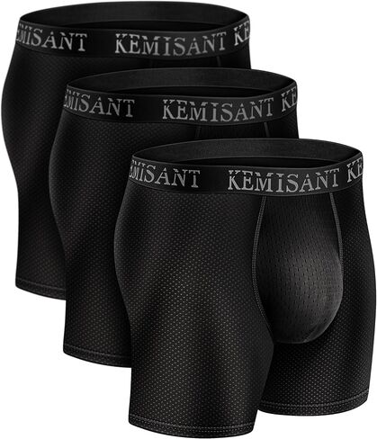 KEMISANT Men Boxer Briefs 3Pack, Mesh Underwear Briefs Flyless for Men Breathable Wicking 4Way Stretchable 2x Softer in Kuwait