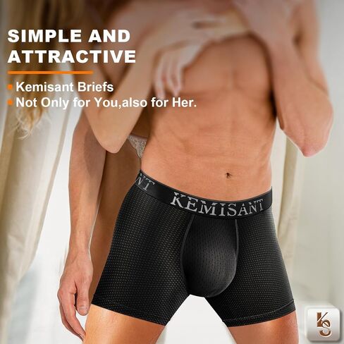 KEMISANT Men Boxer Briefs 3Pack, Mesh Underwear Briefs Flyless for Men Breathable Wicking 4Way Stretchable 2x Softer in Kuwait