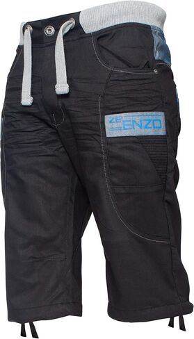 Enzo Mens Elasticated Denim Shorts Rib Waist in Kuwait