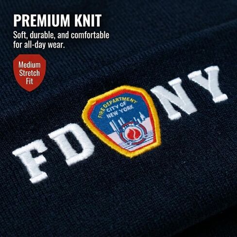 Artisan Owl NY Fire Department-Inspired Winter Beanie Hat, Blue in Kuwait