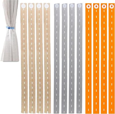 12 Pack Elastic Curtain Tiebacks with Buckle Adjustable Curtain Holdbacks Curtain Tie Backs Curtain Ties for Blackout Curtains Linen Back Tab Curtain Black Out Curtains Blinds Darkening Drapes in Kuwait