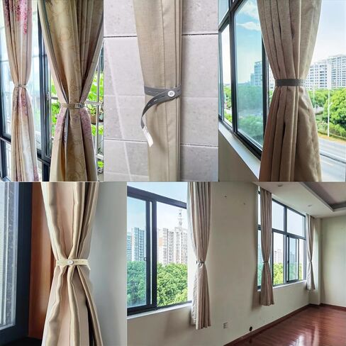 12 Pack Elastic Curtain Tiebacks with Buckle Adjustable Curtain Holdbacks Curtain Tie Backs Curtain Ties for Blackout Curtains Linen Back Tab Curtain Black Out Curtains Blinds Darkening Drapes in Kuwait