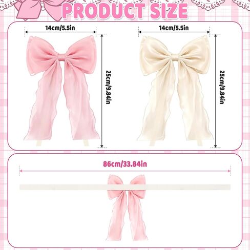 Tmtians 4 Pcs Bow Curtain Tiebacks Pink&White Elegant French Silky Lace Ribbon Bow Curtain Holdbacks Decorative Ties for Curtains Home Bedroom Office Dining Living Room Wedding Party Decor Accessories in Saudi Arabia