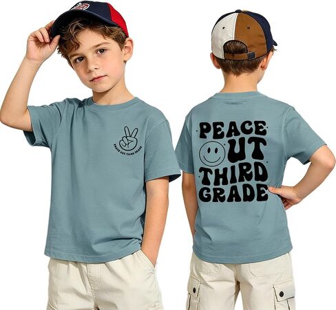 SOFEON Last Day of School Shirt Kids Boys Peace Out 1st 2nd 3rd Grade T-Shirt Cute Student Graduation Gift Summer Tees Tops in Kuwait