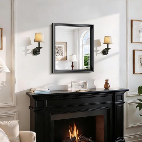 BONEWEI Black Bathroom Mirrors for Wall,30x36 inch Bathroom Mirror Over Sink,Rectangle Metal Framed Vanity Mirror Wall Mounted for Bedroom Living Room,Entryway Hangs Horizontal or Vertical Decor in Saudi Arabia