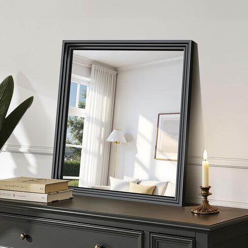 BONEWEI Black Bathroom Mirrors for Wall,30x36 inch Bathroom Mirror Over Sink,Rectangle Metal Framed Vanity Mirror Wall Mounted for Bedroom Living Room,Entryway Hangs Horizontal or Vertical Decor in Saudi Arabia
