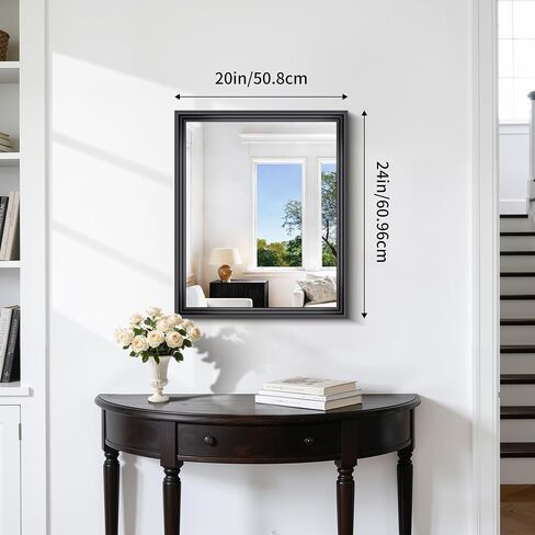 BONEWEI Black Bathroom Mirrors for Wall,30x36 inch Bathroom Mirror Over Sink,Rectangle Metal Framed Vanity Mirror Wall Mounted for Bedroom Living Room,Entryway Hangs Horizontal or Vertical Decor in Saudi Arabia