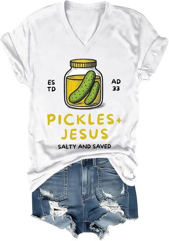 Pickles and Jesus Shirt Funny Christian Pickles and Jesus Salty and Saved Pickle Shirts Women Men in Saudi Arabia