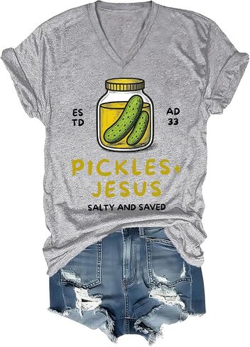Pickles and Jesus Shirt Funny Christian Pickles and Jesus Salty and Saved Pickle Shirts Women Men in Saudi Arabia