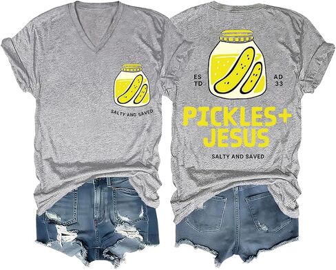 Pickles and Jesus Shirt Funny Christian Pickles and Jesus Salty and Saved Pickle Shirts Women Men in Saudi Arabia