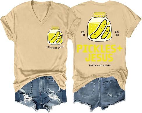 Pickles and Jesus Shirt Funny Christian Pickles and Jesus Salty and Saved Pickle Shirts Women Men in Saudi Arabia