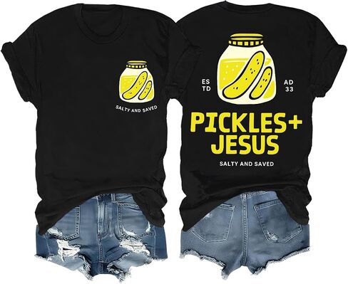 Pickles and Jesus Shirt Funny Christian Pickles and Jesus Salty and Saved Pickle Shirts Women Men in Saudi Arabia