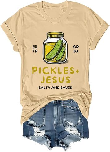 Pickles and Jesus Shirt Funny Christian Pickles and Jesus Salty and Saved Pickle Shirts Women Men in Saudi Arabia