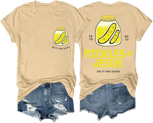 Pickles and Jesus Shirt Funny Christian Pickles and Jesus Salty and Saved Pickle Shirts Women Men in Saudi Arabia