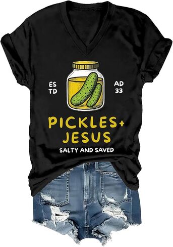 Pickles and Jesus Shirt Funny Christian Pickles and Jesus Salty and Saved Pickle Shirts Women Men in Saudi Arabia