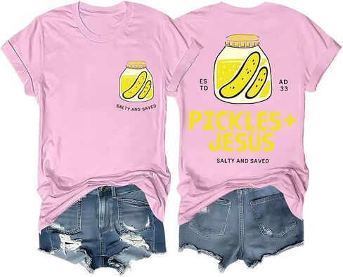 Pickles and Jesus Shirt Funny Christian Pickles and Jesus Salty and Saved Pickle Shirts Women Men in Saudi Arabia