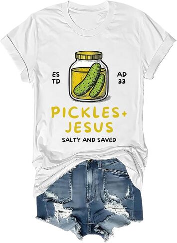 Pickles and Jesus Shirt Funny Christian Pickles and Jesus Salty and Saved Pickle Shirts Women Men in Saudi Arabia