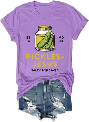 Pickles and Jesus Shirt Funny Christian Pickles and Jesus Salty and Saved Pickle Shirts Women Men in Saudi Arabia