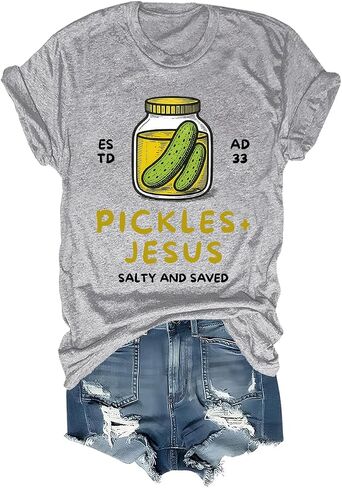 Pickles and Jesus Shirt Funny Christian Pickles and Jesus Salty and Saved Pickle Shirts Women Men in Saudi Arabia