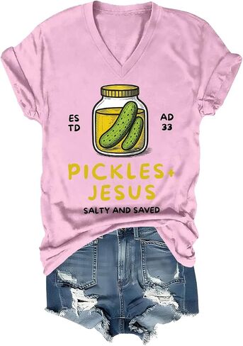 Pickles and Jesus Shirt Funny Christian Pickles and Jesus Salty and Saved Pickle Shirts Women Men in Saudi Arabia