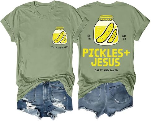 Pickles and Jesus Shirt Funny Christian Pickles and Jesus Salty and Saved Pickle Shirts Women Men in Saudi Arabia