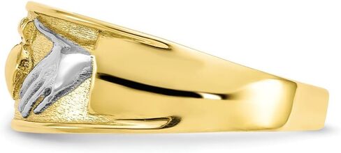 Solid 10k Yellow Gold Two Toned Men's Irish Claddagh Celtic Ring Band in Kuwait