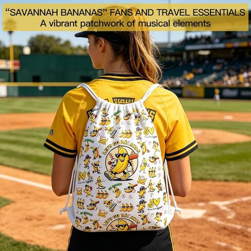 AICase for Savannah Bananas Merch Youth Gifts Inspired Drawstring Bag Backpack Baseball Sports Gym Sackpack Poster Tote Bag Shirt Hat jersey Water Resistant String Bag for Women Men in Kuwait
